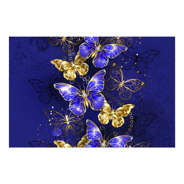 Sammansättning med Sapphire Butterflies Fototryck (Framsidan)