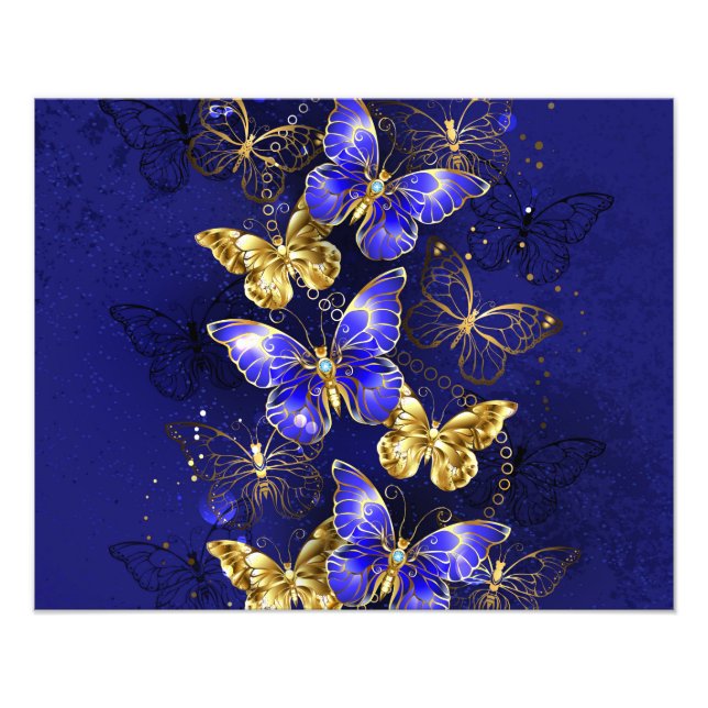 Sammansättning med Sapphire Butterflies Fototryck (Framsidan)