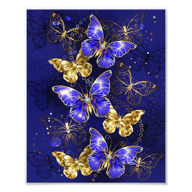 Sammansättning med Sapphire Butterflies Fototryck (Framsidan)