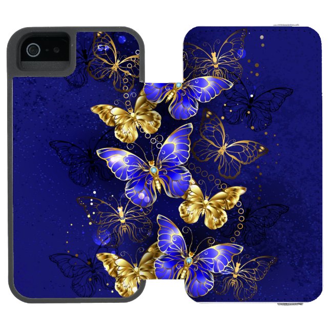 Sammansättning med Sapphire Butterflies Incipio iPhone Wallet Skal (Folio Öppen)