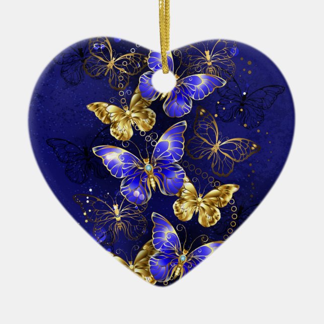 Sammansättning med Sapphire Butterflies Julgransprydnad Keramik (Framsidan)