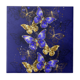 Sammansättning med Sapphire Butterflies Kakelplatta