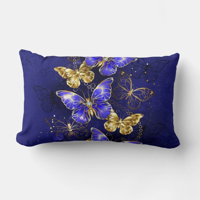 Sammansättning med Sapphire Butterflies Lumbarkudde (Framsida)