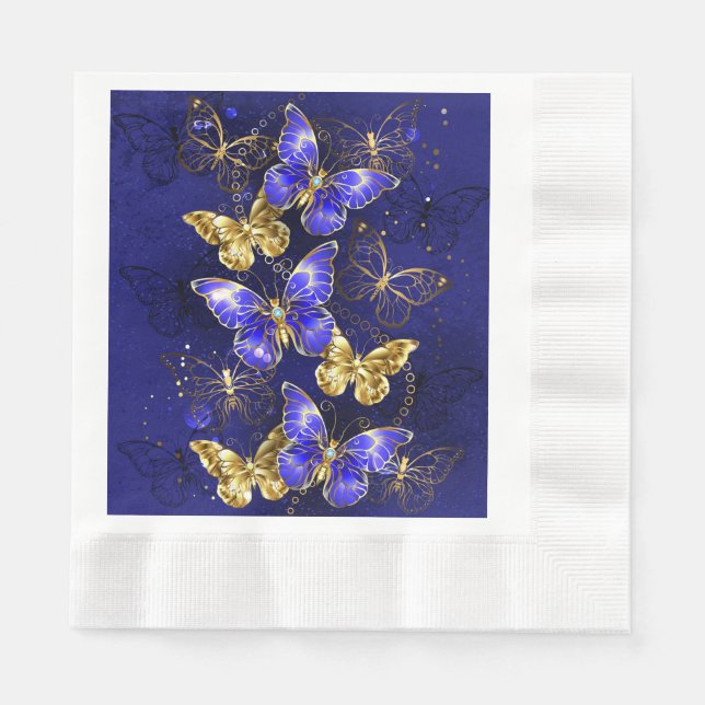 Sammansättning med Sapphire Butterflies Pappersservett (Framsidan)