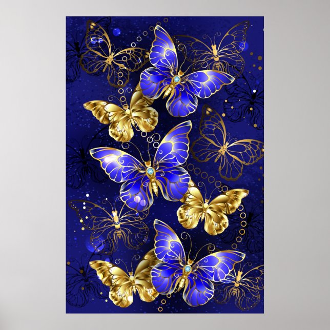 Sammansättning med Sapphire Butterflies Poster (Framsidan)