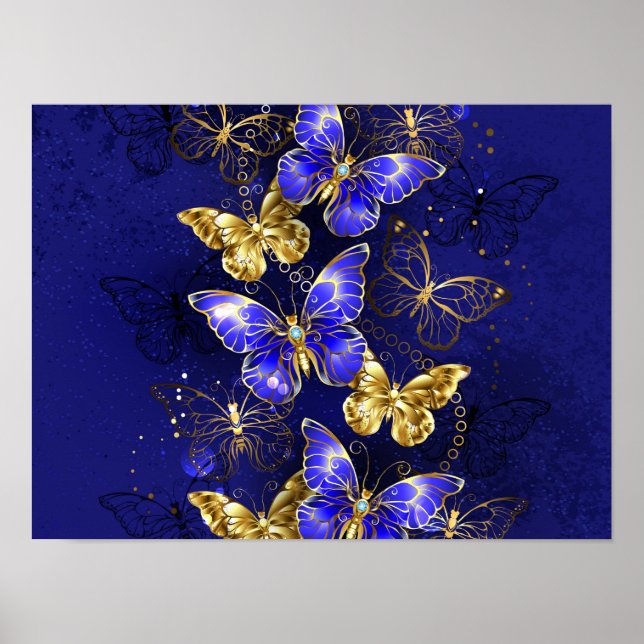 Sammansättning med Sapphire Butterflies Poster (Framsidan)