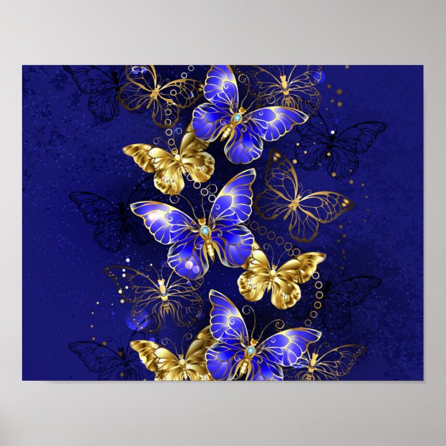 Sammansättning med Sapphire Butterflies Poster (Framsidan)
