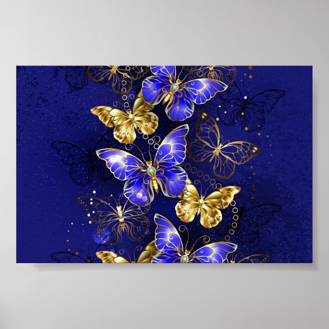 Sammansättning med Sapphire Butterflies Poster (Framsidan)