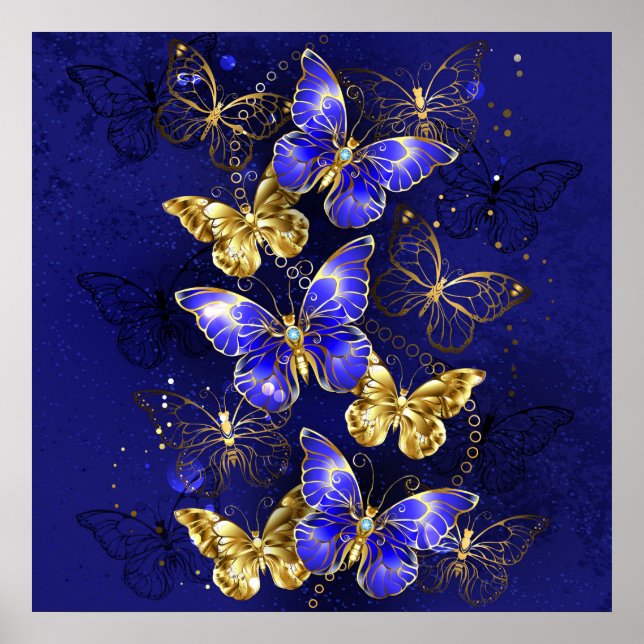 Sammansättning med Sapphire Butterflies Poster (Framsidan)
