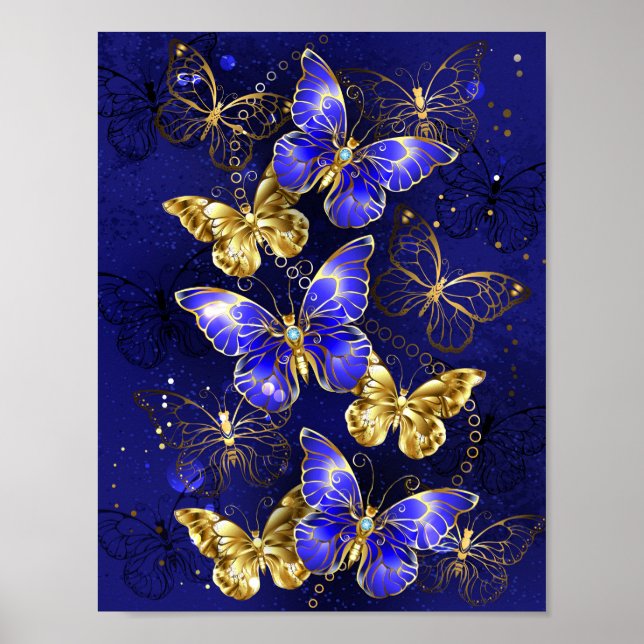 Sammansättning med Sapphire Butterflies Poster (Framsidan)