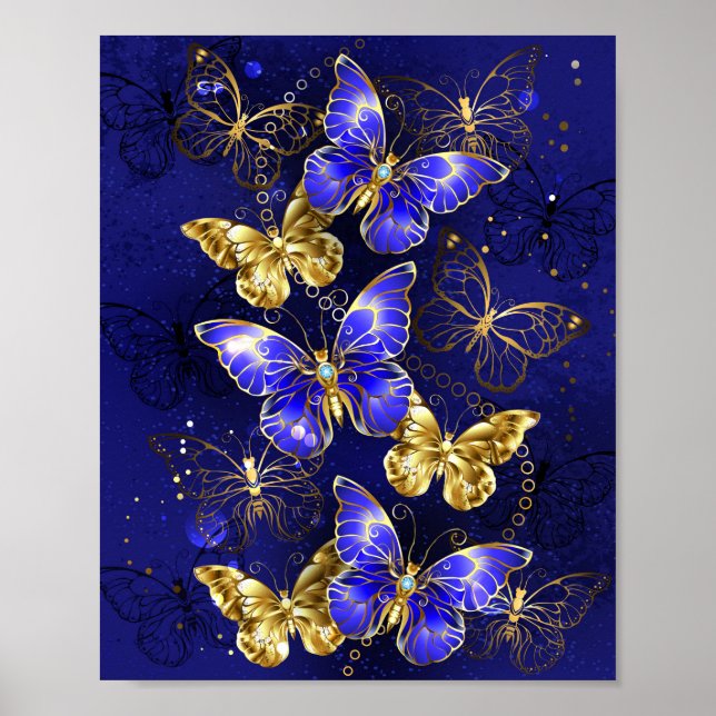 Sammansättning med Sapphire Butterflies Poster (Framsidan)