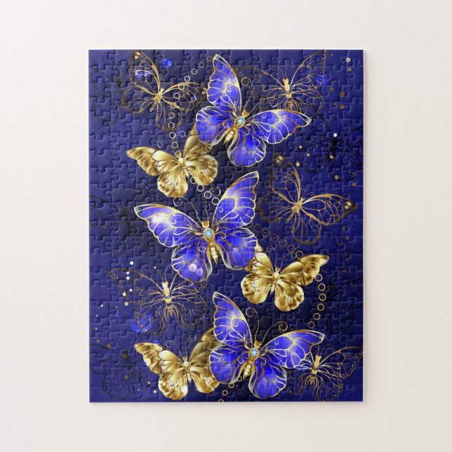 Sammansättning med Sapphire Butterflies Pussel (Vertikal)