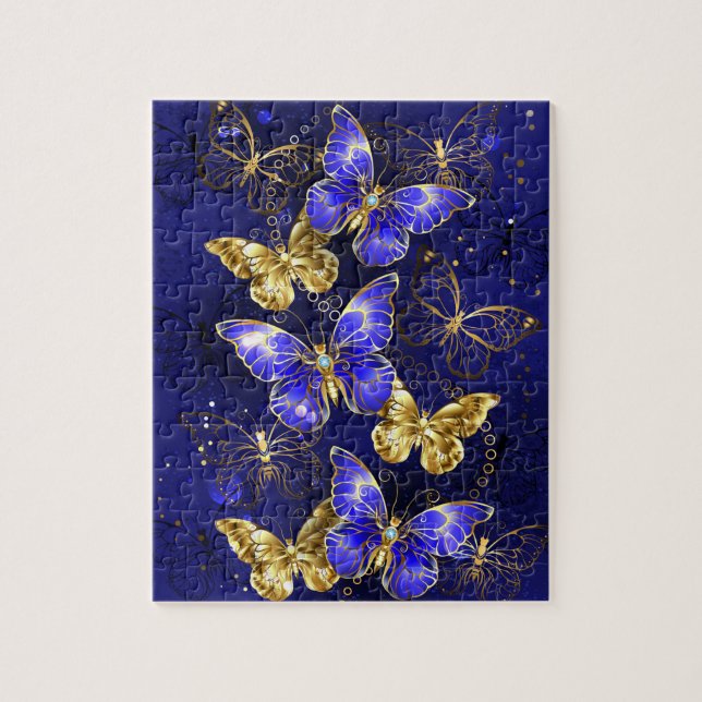 Sammansättning med Sapphire Butterflies Pussel (Vertikal)