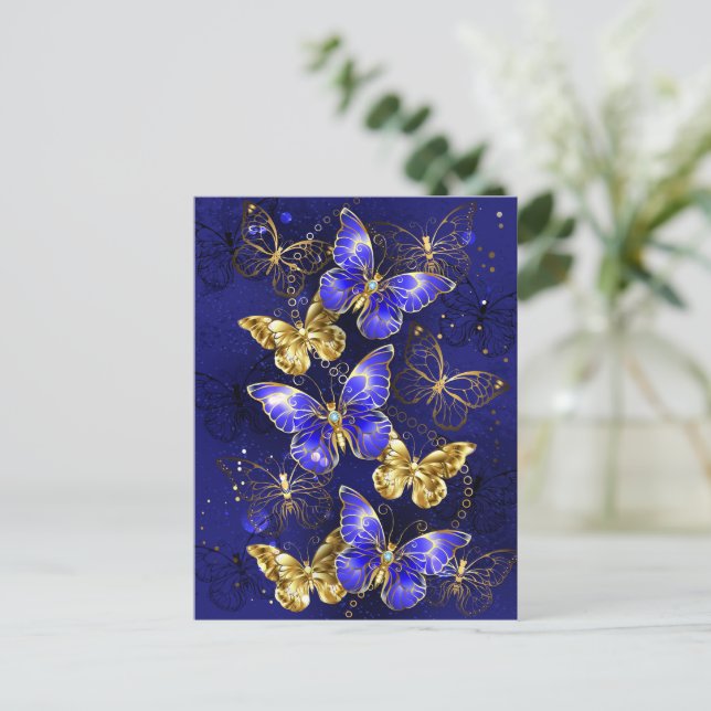 Sammansättning med Sapphire Butterflies Rådkort (Stående Fram)