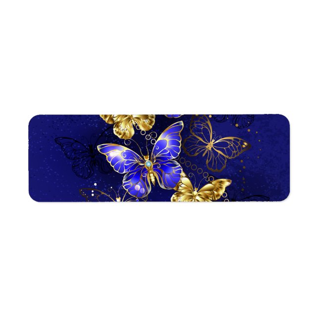 Sammansättning med Sapphire Butterflies Returadress Etikett (Framsidan)