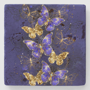 Sammansättning med Sapphire Butterflies Stenunderlägg
