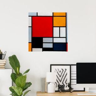 Sammansättning med stor röd Flygplan Poster