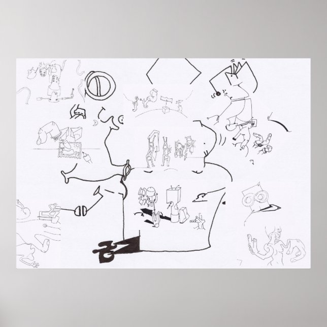 Sammansättning med Surreal Teckning-färgning P 3 Poster (Framsidan)