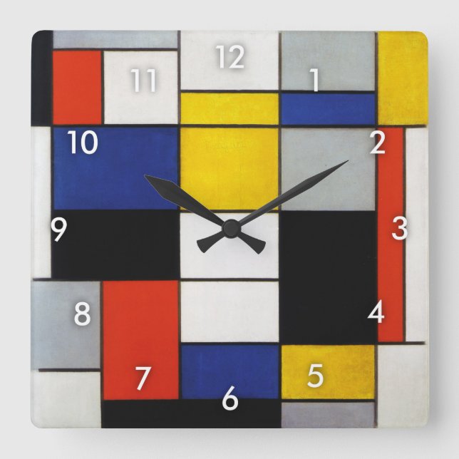 Sammansättning, Mondrian Fyrkantig Klocka (Framsida)