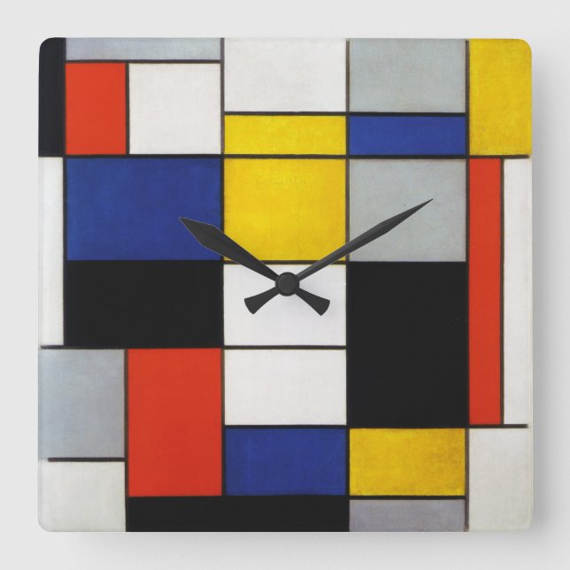 Sammansättning, Mondrian Fyrkantig Klocka (Framsida)