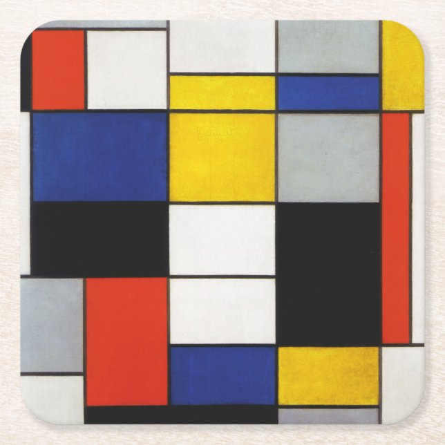 Sammansättning, mondrian underlägg papper kvadrat (Framsidan)