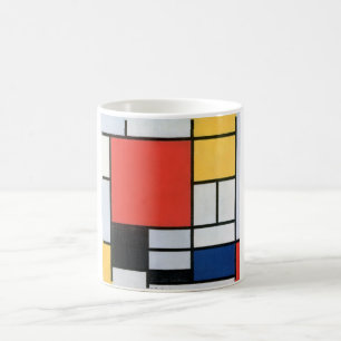 Sammansättning Röd, Gult, Blå, Svart, Mondrian Kaffemugg