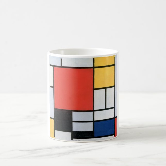 Sammansättning Röd, Gult, Blå, Svart, Mondrian Kaffemugg (Center)