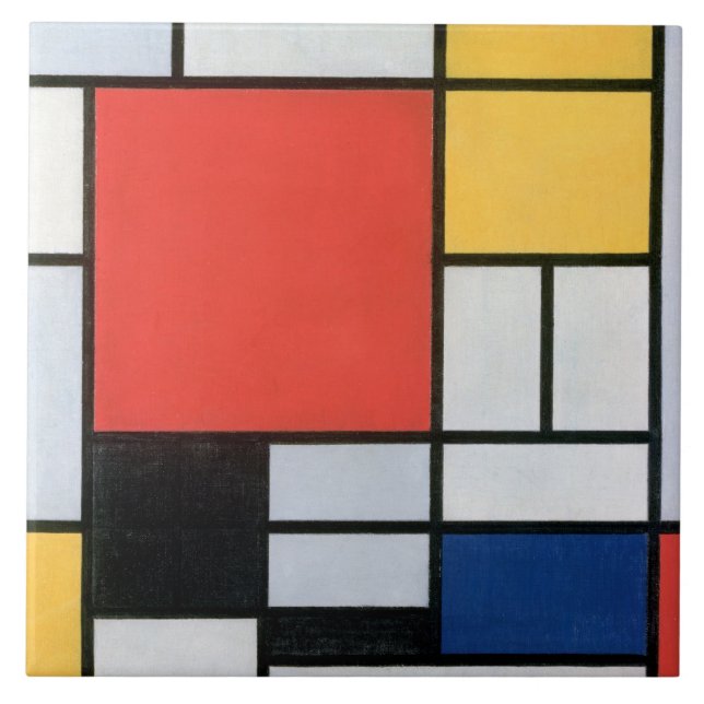 Sammansättning Röd, Gult, Blå, Svart, Mondrian Kakelplatta (Framsidan)