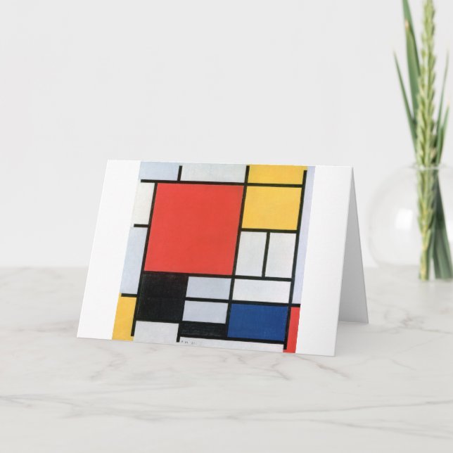 Sammansättning Röd, Gult, Blå, Svart, Mondrian Kort (Framsida)