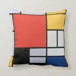 Sammansättning Röd, Gult, Blå, Svart, Mondrian Kudde