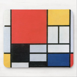 Sammansättning Röd, Gult, Blå, Svart, Mondrian Musmatta