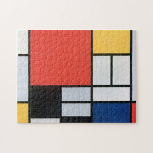 Sammansättning Röd, Gult, Blå, Svart, Mondrian Pussel