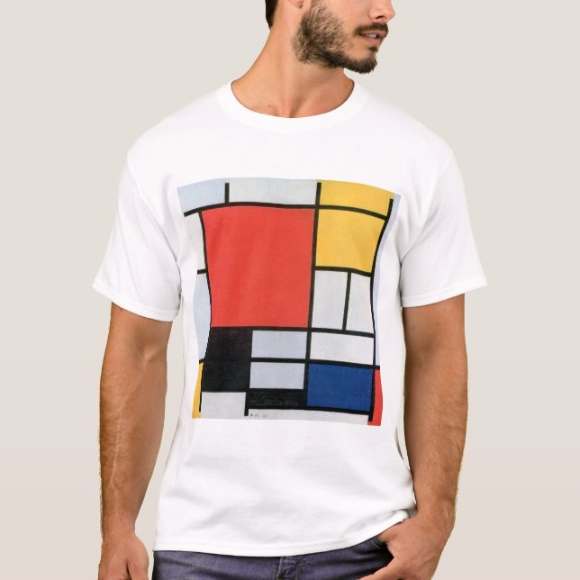 Sammansättning Röd, Gult, Blå, Svart, Mondrian T Shirt (Framsida)