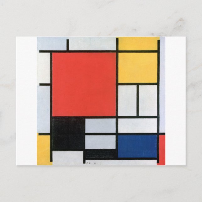 Sammansättning Röd, Gult, Blå, Svart, Mondrian Vykort (Framsida)