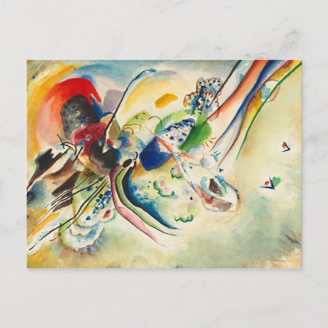 Sammansättning, studie för bild med två röda fläck vykort (Framsida)