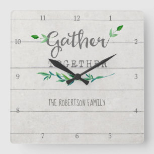 Sammanslagning av växthus Shiplap Wood Simple Löv Fyrkantig Klocka