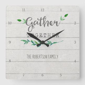 Sammanslagning av växthus Shiplap Wood Simple Löv Fyrkantig Klocka