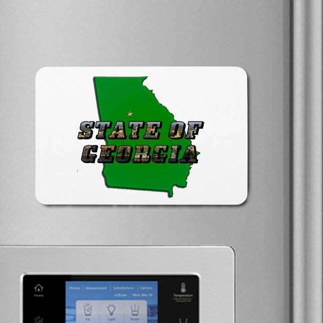 Sammanställning och Bild om Georgien Karta Magnet (State of Georgia Map Outline and Picture Text Magnet)