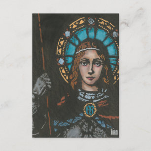 Sammanträde med Joan of Arc Prayer Card Tack Kort