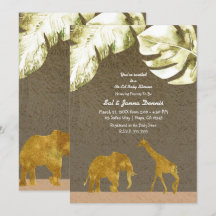 Sammarbetsbabyshower Guld Safari Djur i djungeln