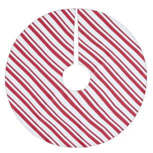 Sammetbandrandar, djupt - rött och vit julgransmatta borstad polyester