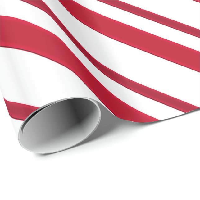 Sammetbandrandar, djupt - rött och vit presentpapper (Rullad Hörn)