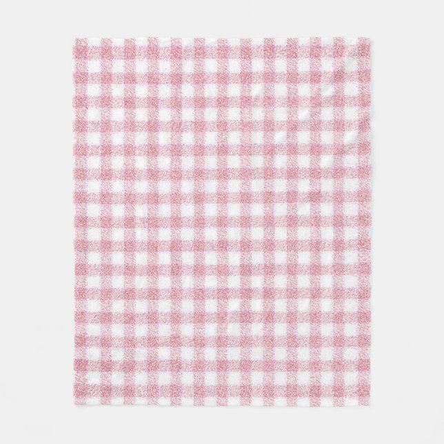 Sammetslen rosa och vit gingham-charm fleecefilt (Framsidan)