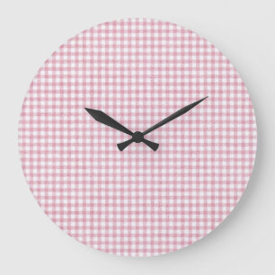 Sammetslen rosa och vit gingham-charm stor klocka