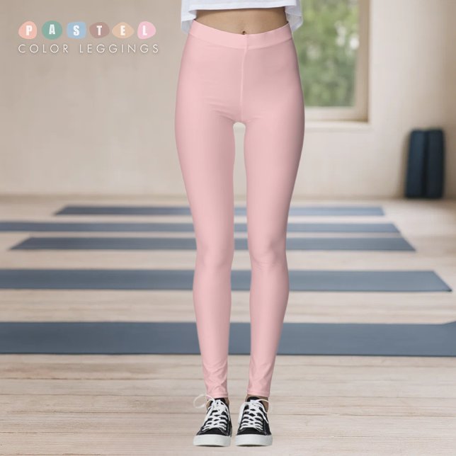 Sammetsljus Pastell Lax Rosa Färg Leggings (Solid Soft Light Pastel Salmon Peach Pink Color Leggings
)