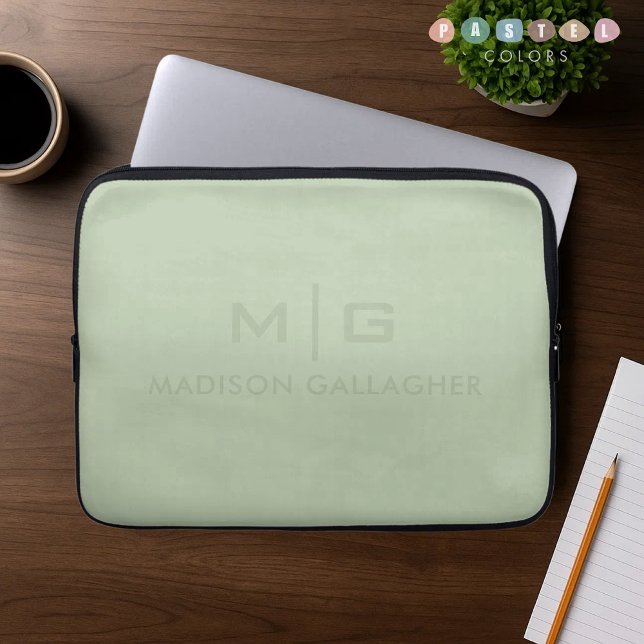 Sammetsljus Pastell Sage Moss Grön Färg Laptop Fodral (Solid Soft Light Pastel Sage Moss Green Color Laptop Sleeve
)