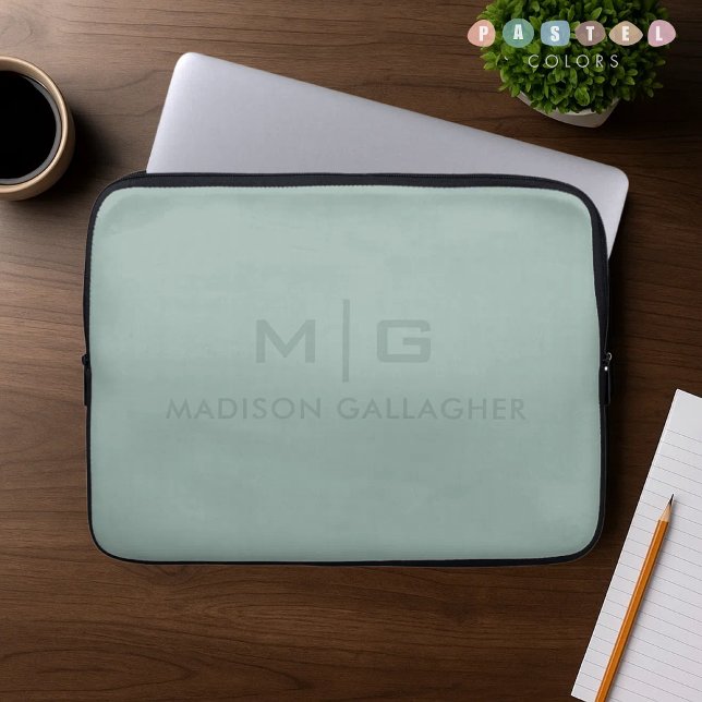 Sammetsljust Pastell Sag Moss Grön Färg Laptop Fodral (Solid Soft Light Pastel Sage Moss Green Color Laptop Sleeve
)
