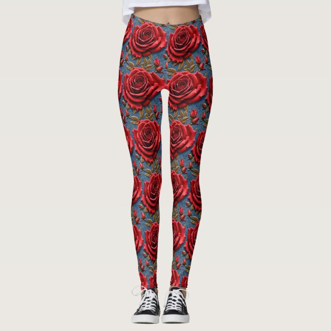 Sammetsröda rosor leggings (Framsida)