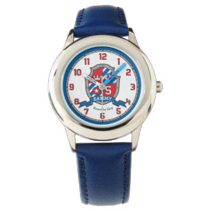 Sammy namn betyder brev S vapensköld Red Blue (blå Armbandsur