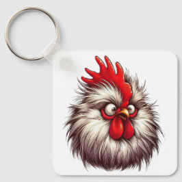 "Sammy Silkie Chicken Face" Aluminum Keychain Nyckelring